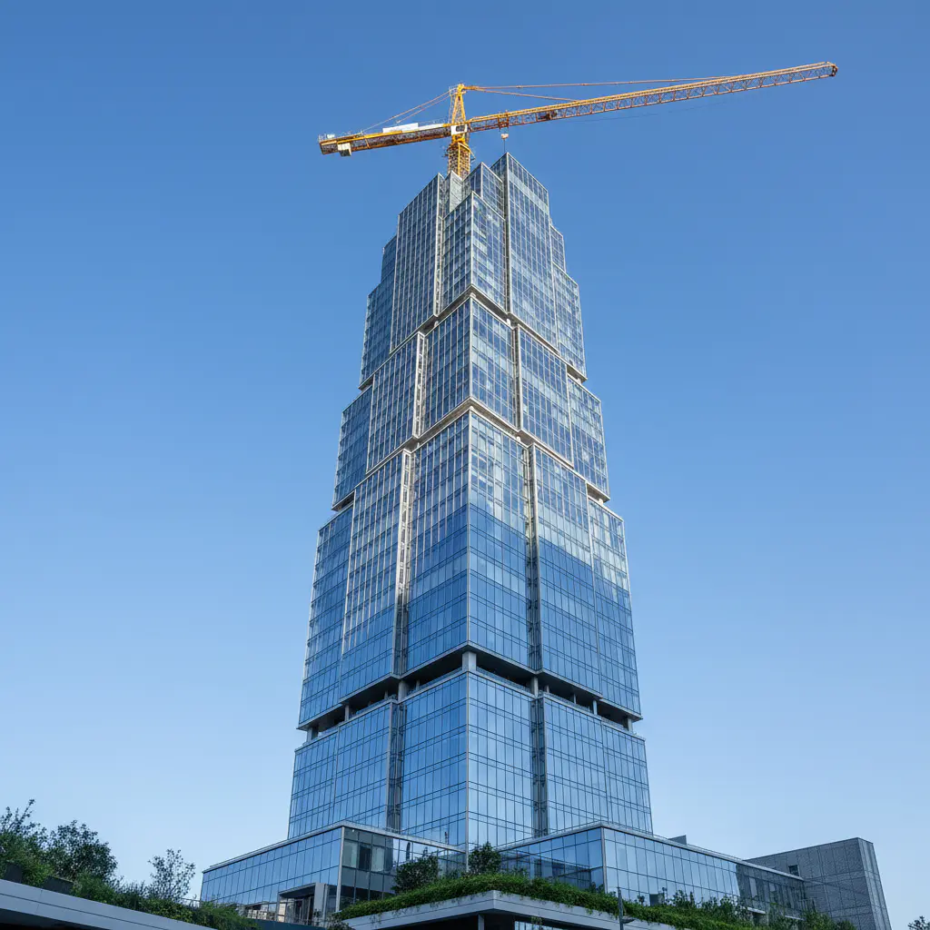 Arranha-céu residencial contra céu azul